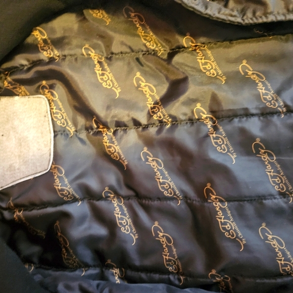 Vintage ED HARDY Mermaid Bomber Jacket w Fur Hood - Picture 4 of 6